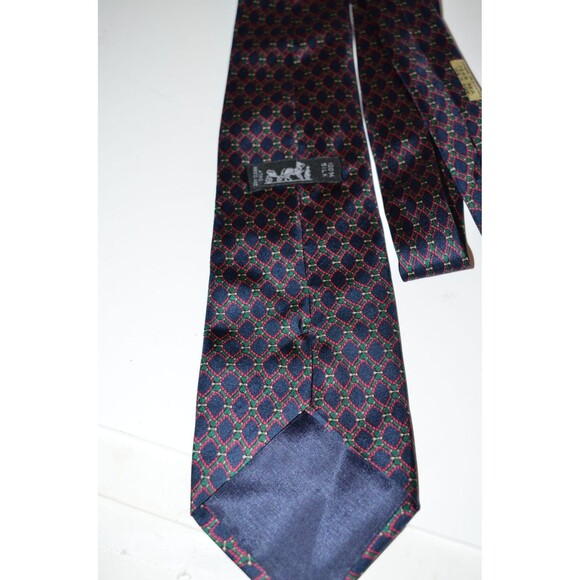 Vintage Hermes Green red Diamond pattern Tie 100% Silk Made in France - Picture 7 of 7